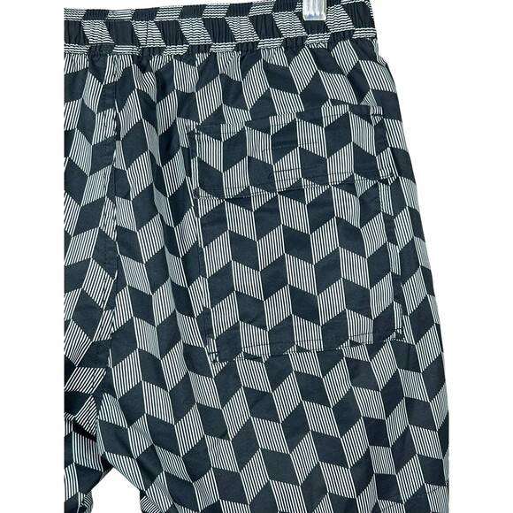 Psycho Bunny Swim Trunks Men S Geometric Black White Drawstring Lined Shorts - Picture 9 of 10